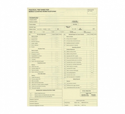 Access Platform Test Sheets